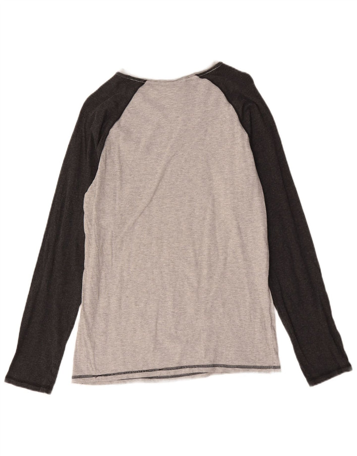 Top grafic Calvin Klein pentru bărbați, cu mânecă lungă, gri mediu, bumbac color bloc
