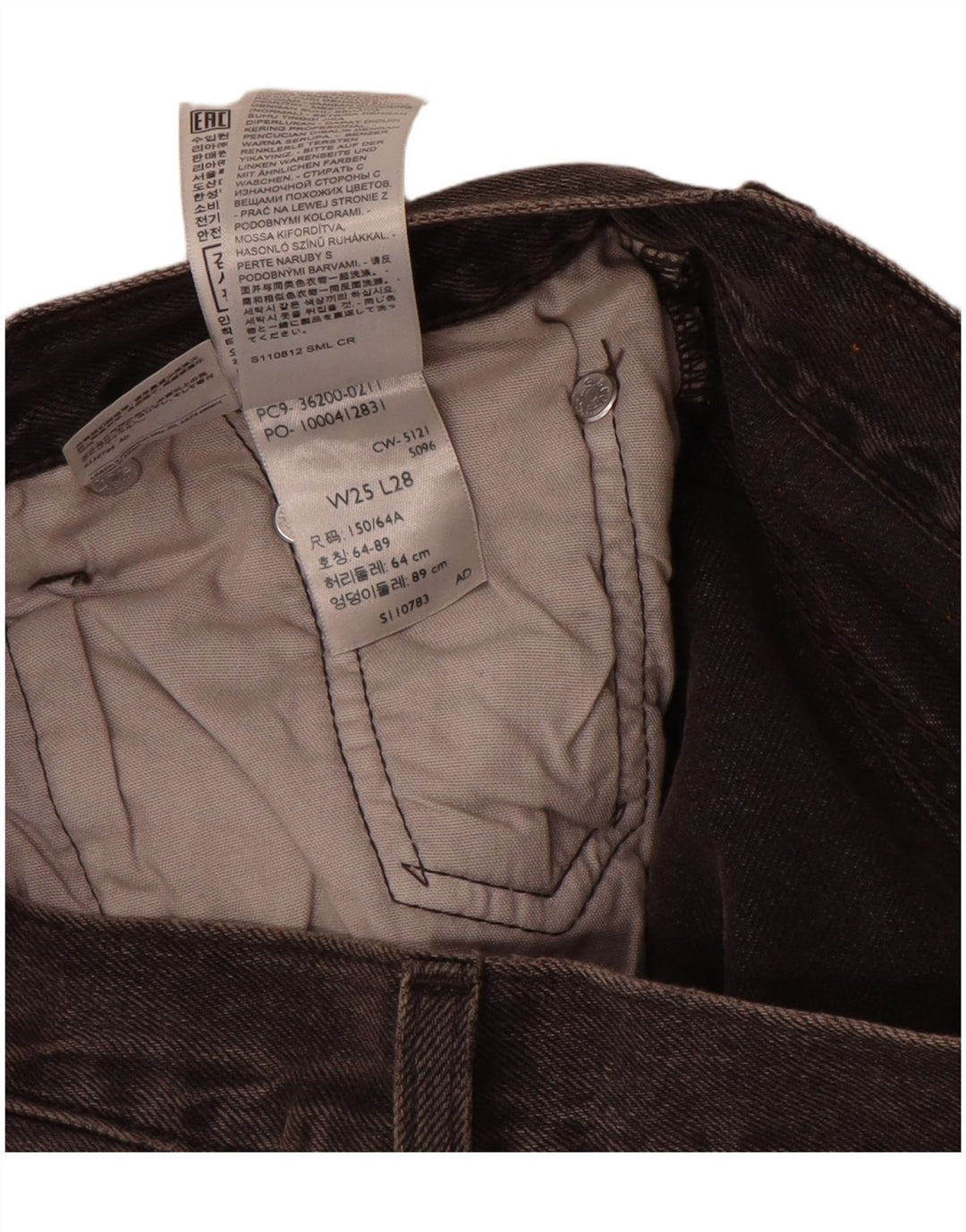 Blugi drepti pentru femei Levi's 501 W25 L28 bumbac gri