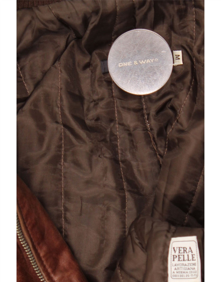 Jachetă de piele vintage pentru bărbați UK 38 din piele maro medie