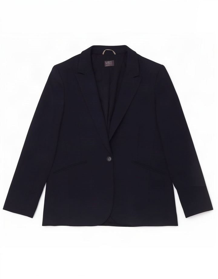 Jachetă pentru femei Marks & Spencer, cu 1 nasture, UK 22 3XL, bleumarin, poliester