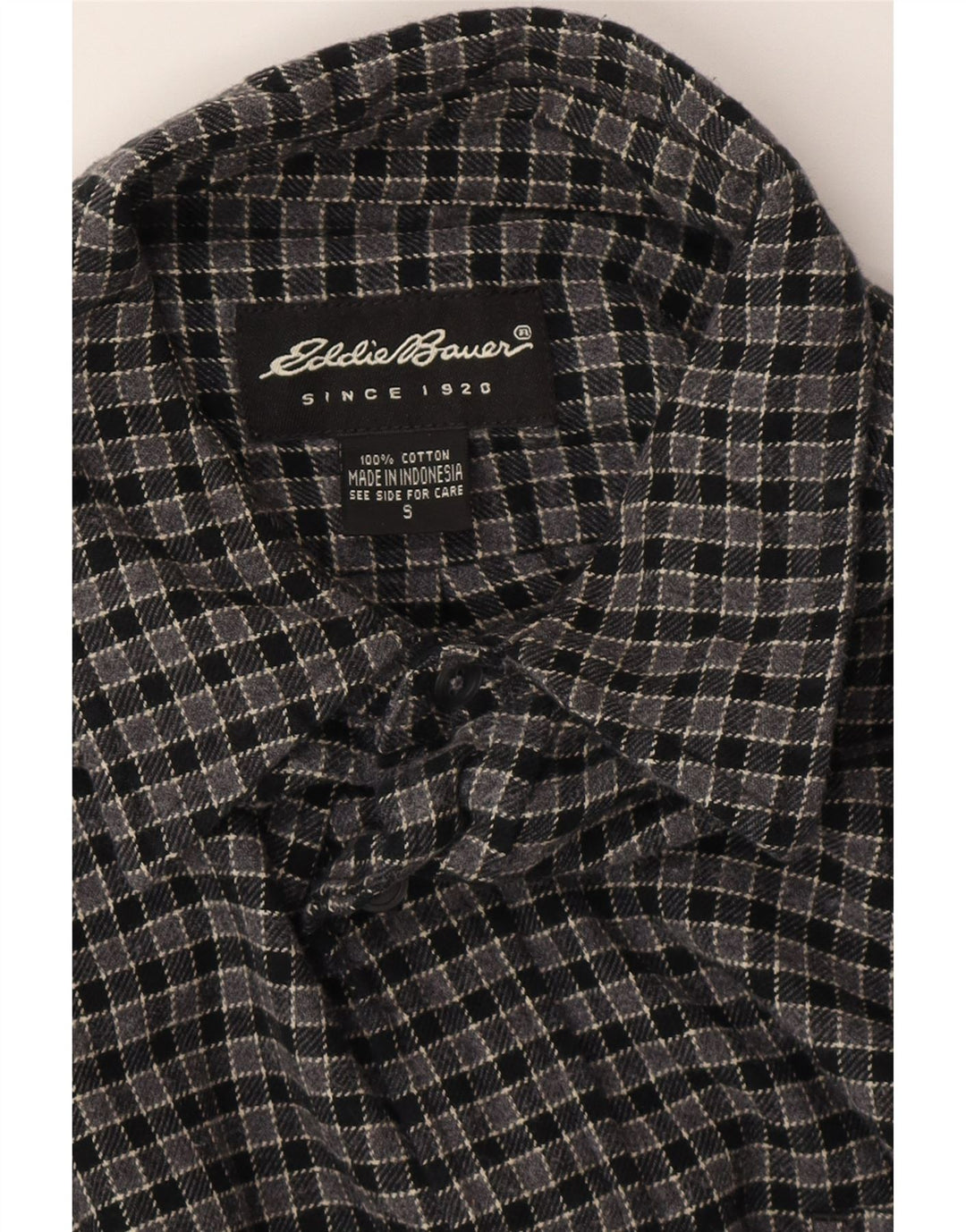Cămașă de flanel pentru bărbați EDDIE BAUER, bumbac cu carouri mici, gri