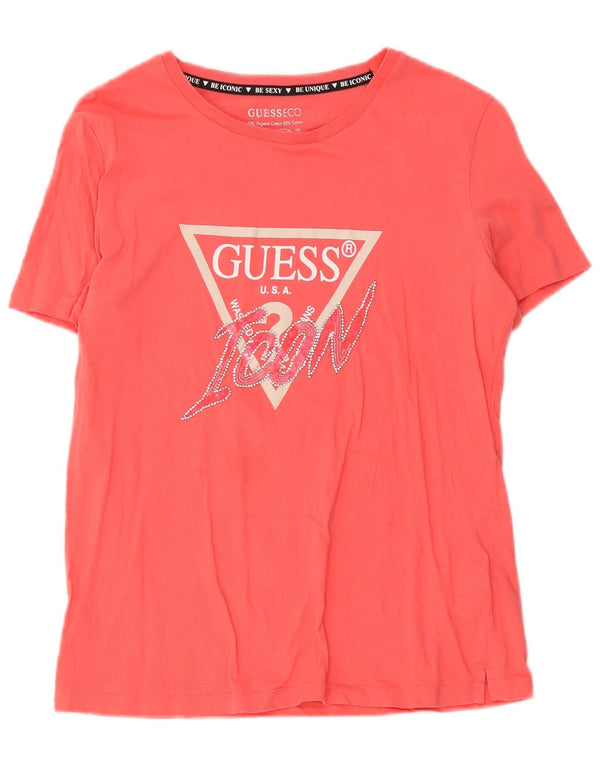 Tricou grafic Guess pentru femei Top UK 16 mare bumbac roz