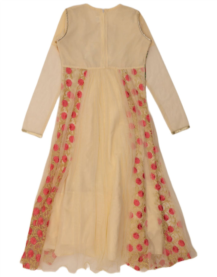 VINTAGE Rochie A-Line cu mânecă lungă pentru femei US 6 Medium Bej Floral