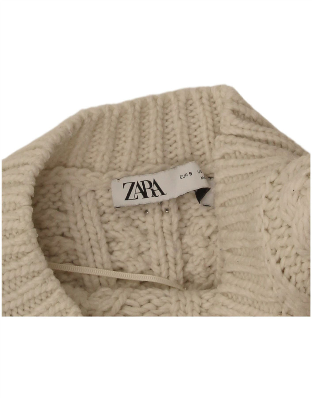 Pulover pentru damă Zara Crop Crew Deck Pulover UK 8 Mic Poliester alb