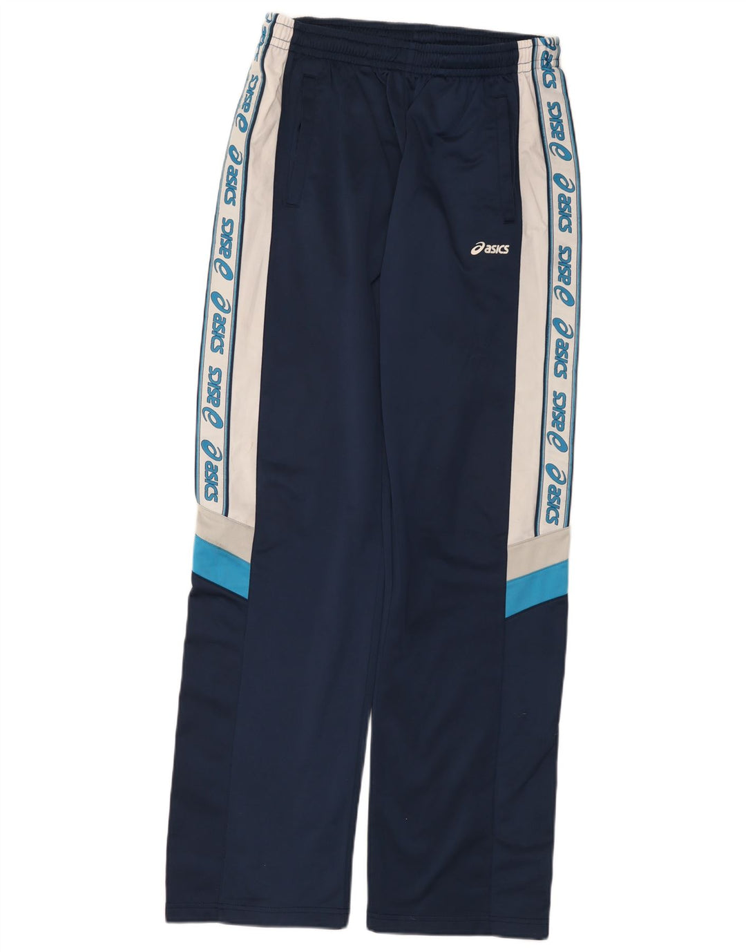 Pantaloni de trening grafic ASICS pentru bărbați, mijlocii, albastru marin, blocuri de culoare