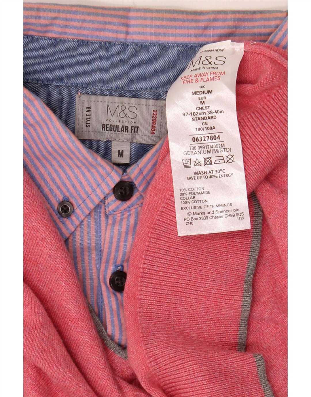 Pulover cu decolteu în V Marks & Spencer pentru bărbați, bumbac roz mediu