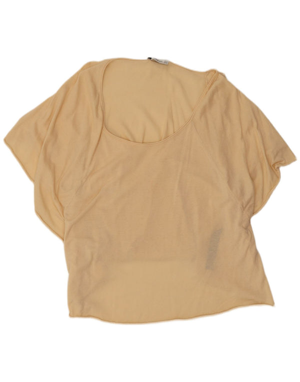 Zara Femei Batwing Bluză supradimensionată Top UK 10 Small Beige Bumbac