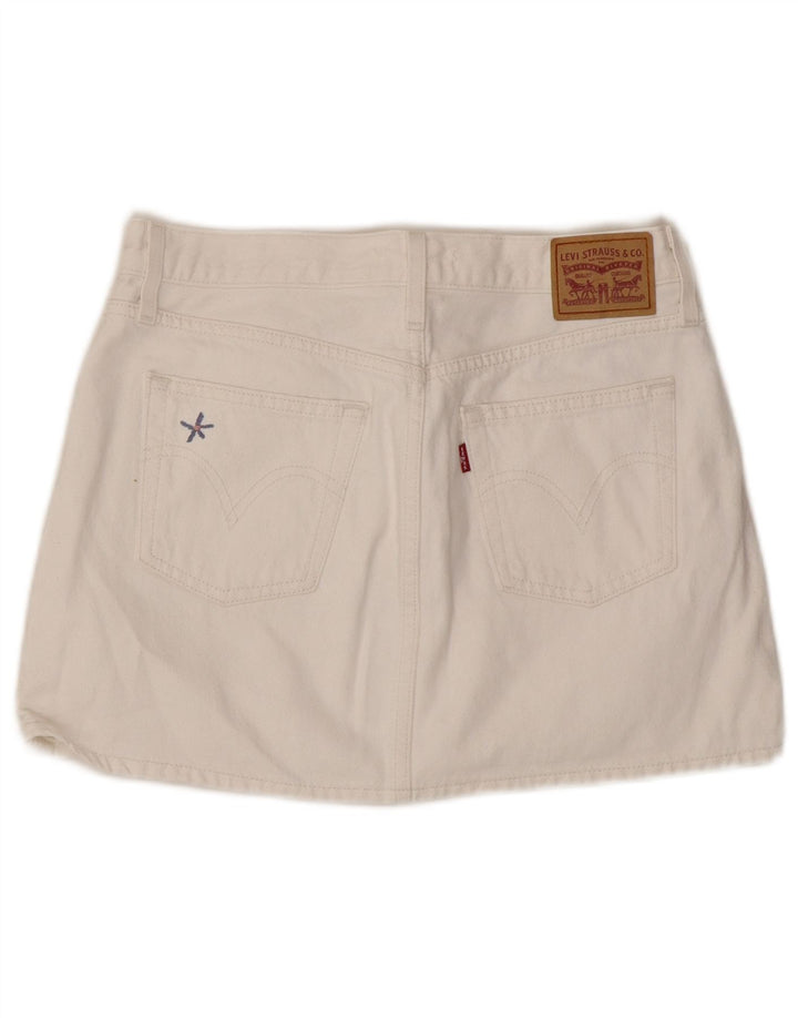 Fusta de blugi pentru femei Levi's W27 Bumbac alb mic