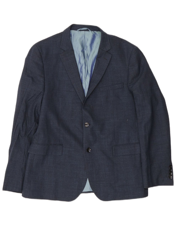 Blazer pentru bărbați Dkny, cu 2 nasturi, slim fit, EU 54, 2XL, lână bleumarin