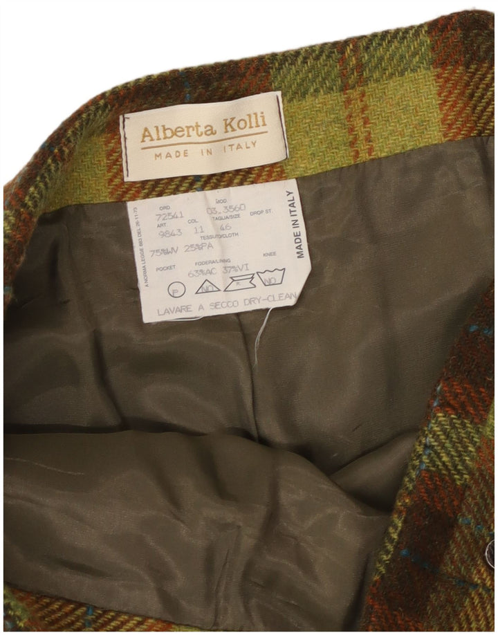 Fusta în formă de A Vintage pentru femei IT 46 Large W32 Green Check Acrylic