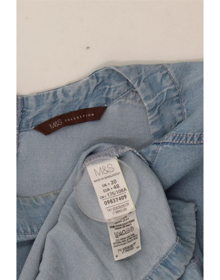 MARKS & SPENCER Bluză de bluză pentru femei de top UK 20 2XL Blue Lyocell