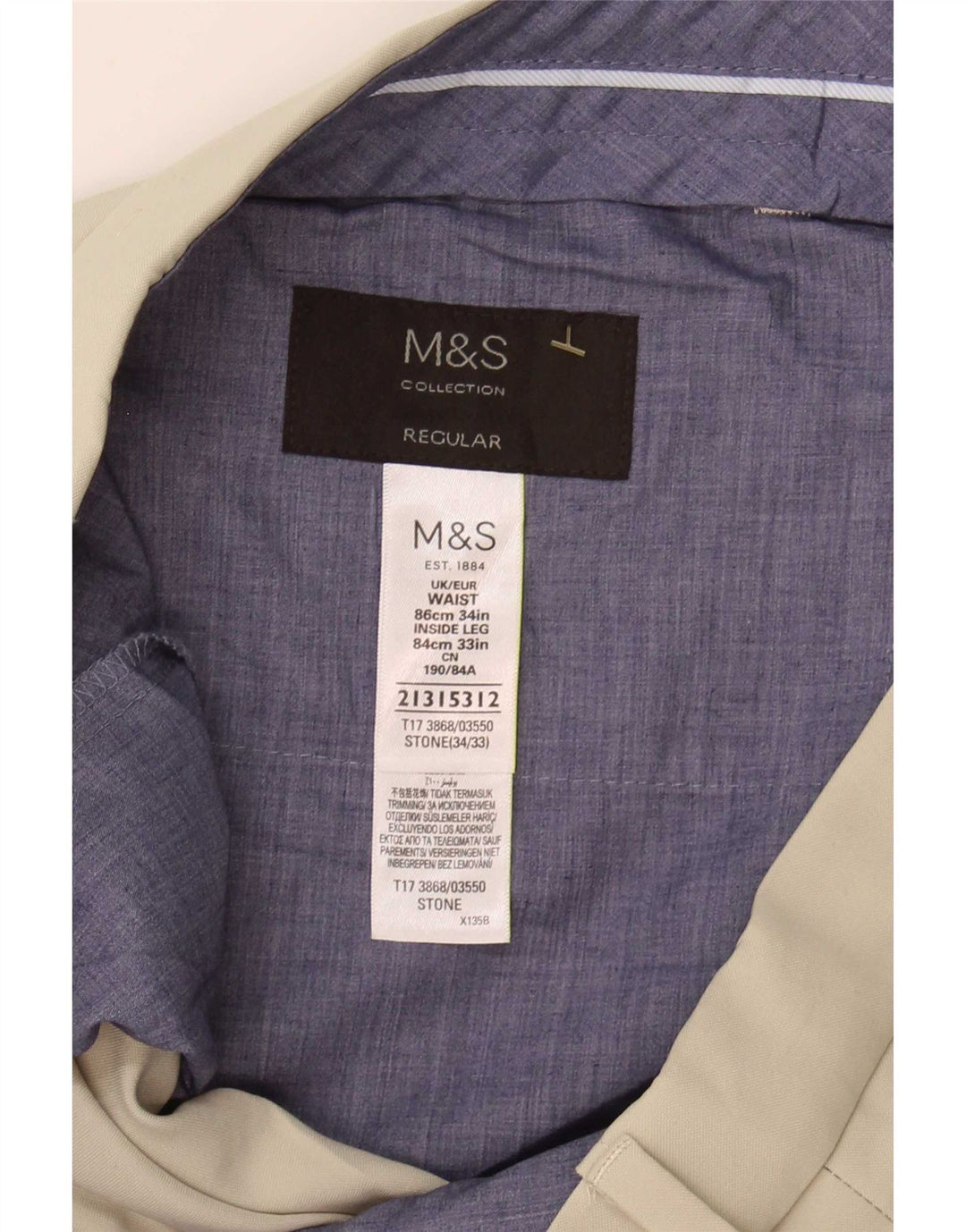 Pantaloni de costum obișnuiți pentru bărbați Marks & Spencer L34 L33 poliester bej