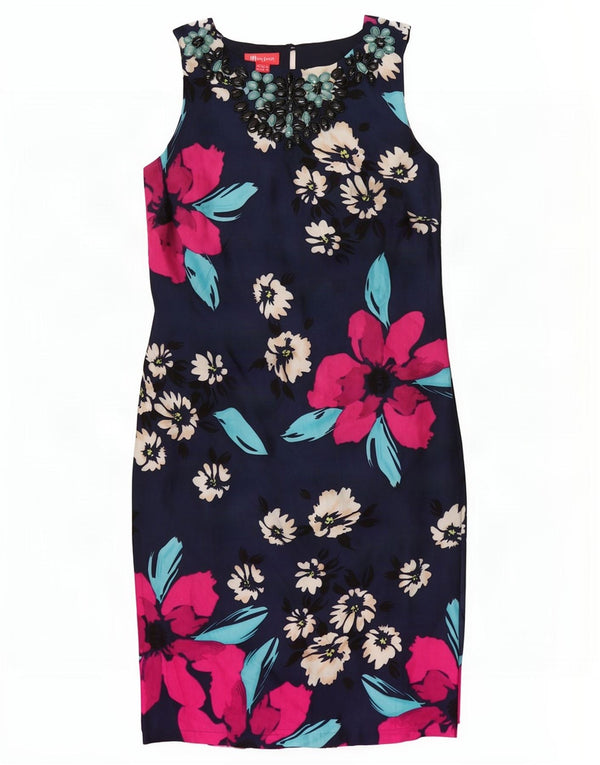 Rochie teacă fără mâneci pentru femei Monsoon UK 14 mare, albastru marin, viscoză florală