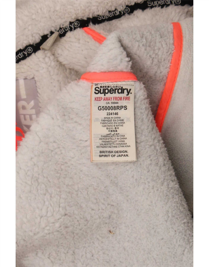 Jachetă de vânt cu glugă Superdry pentru femei UK 16, mare, gri, poliester