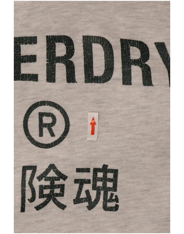 Pulover cu glugă grafic Superdry pentru bărbați, bumbac, gri mediu