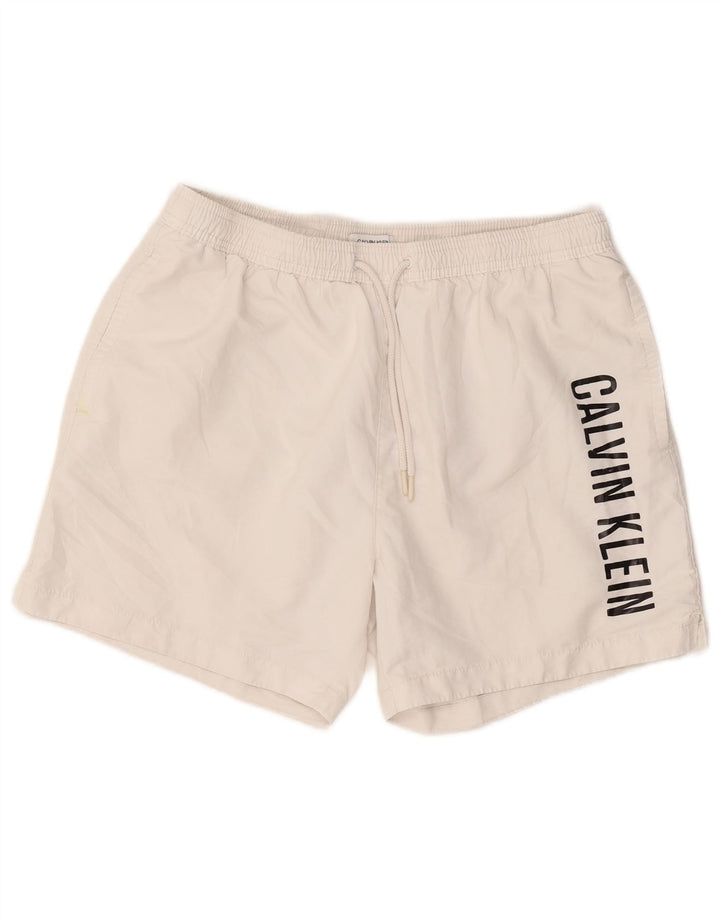 CALVIN KLEIN Mens Graphic Swimming Shorts XL  White