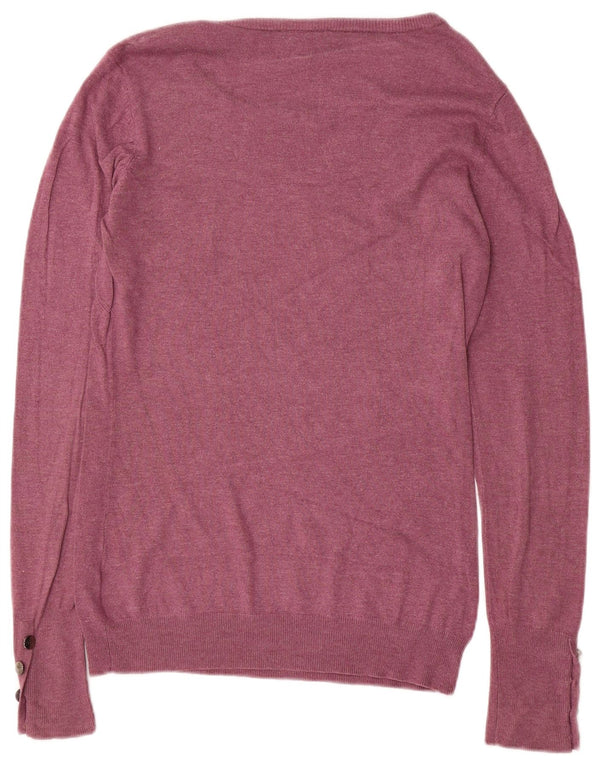 Pulover pentru femei WAREHOUSE cu gât de barcă UK 12 Viscoză violet mediu