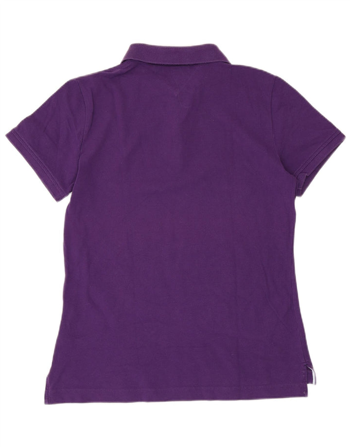 Tricou polo TOMMY HILFIGER pentru femei, cu ajustare clasică, UK 14, bumbac violet mare