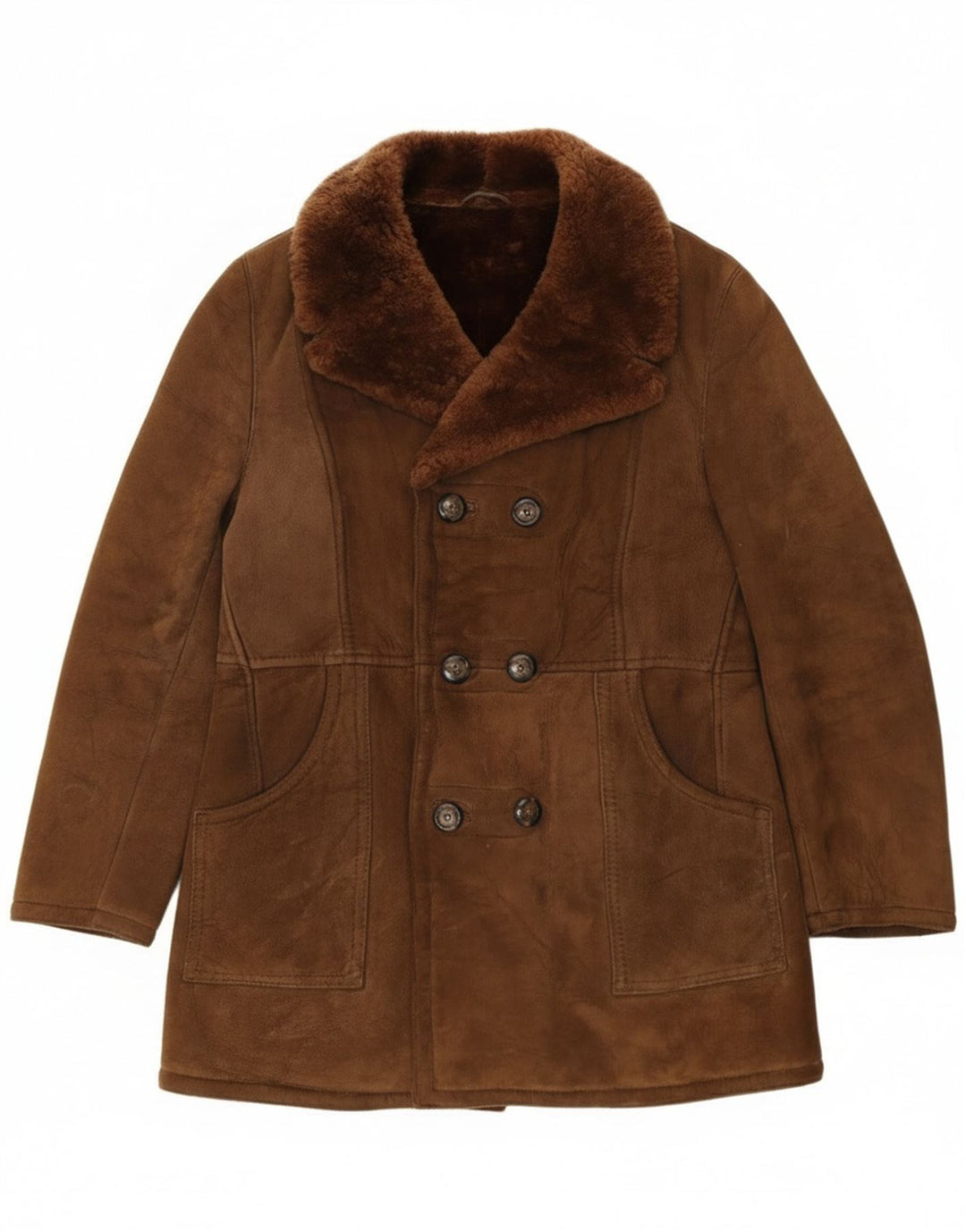 Jachetă din shearling pentru bărbați de epocă IT 54 2XL din piele maro