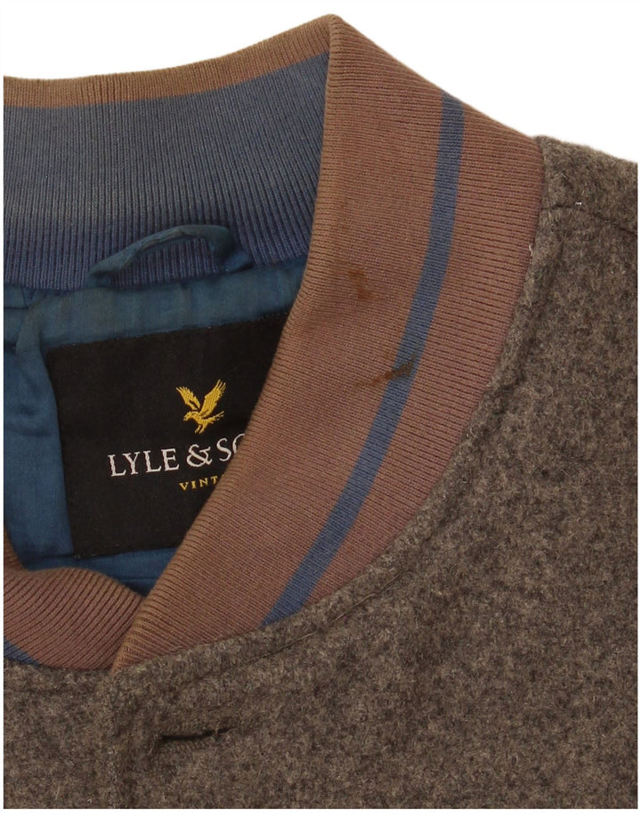 Jachetă bomber Lyle & Scott pentru băieți 13-14 ani, lână mare, gri
