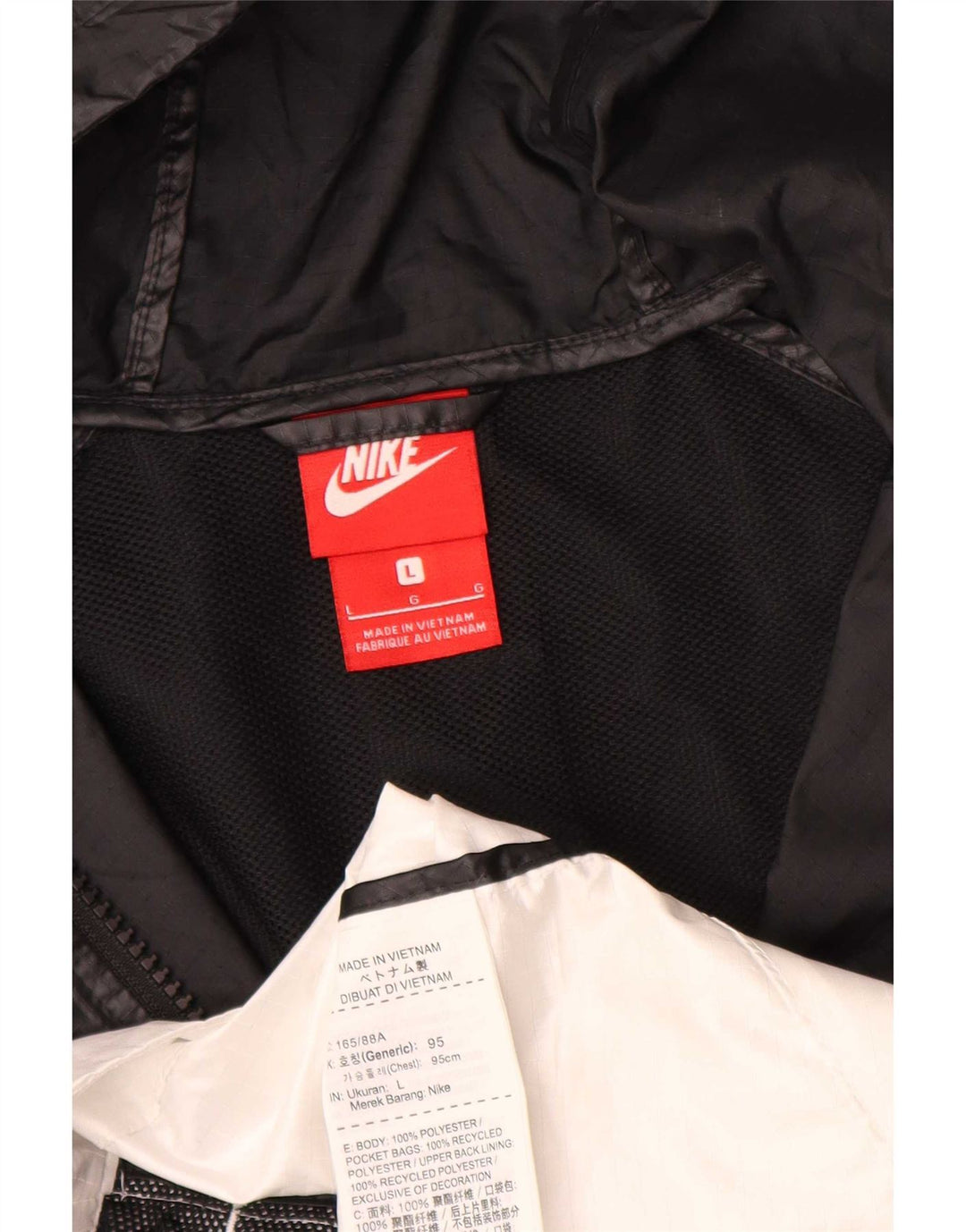 Jachetă de ploaie cu glugă Nike pentru femei UK 16, mare, negru, poliester