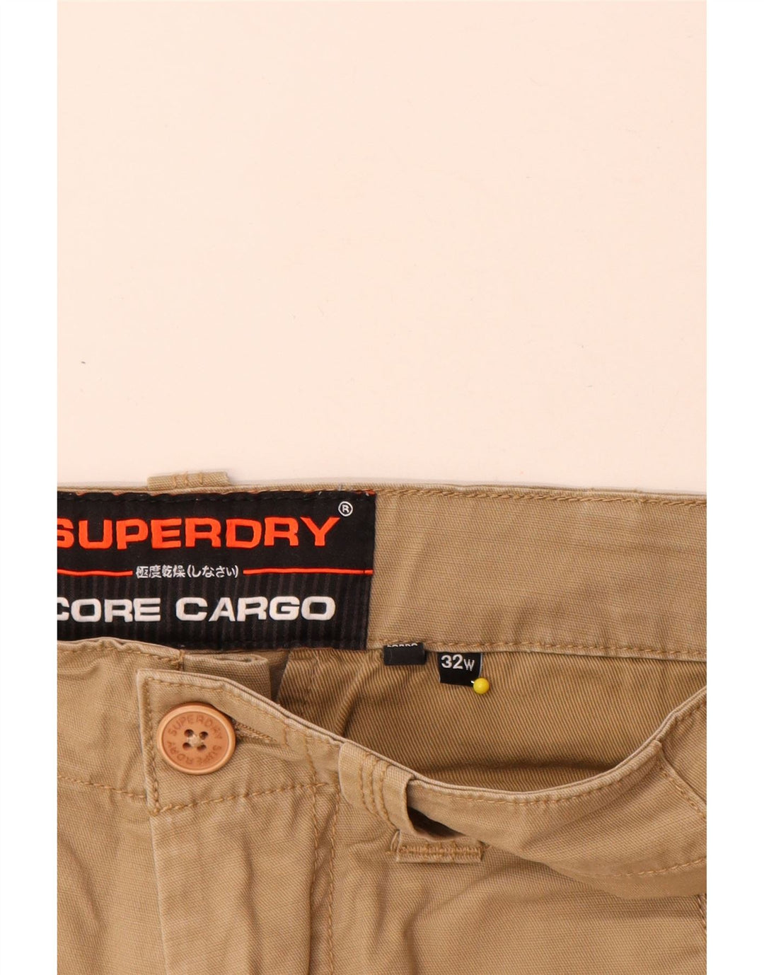 Pantaloni scurți cargo Superdry pentru bărbați W32, bumbac mediu bej