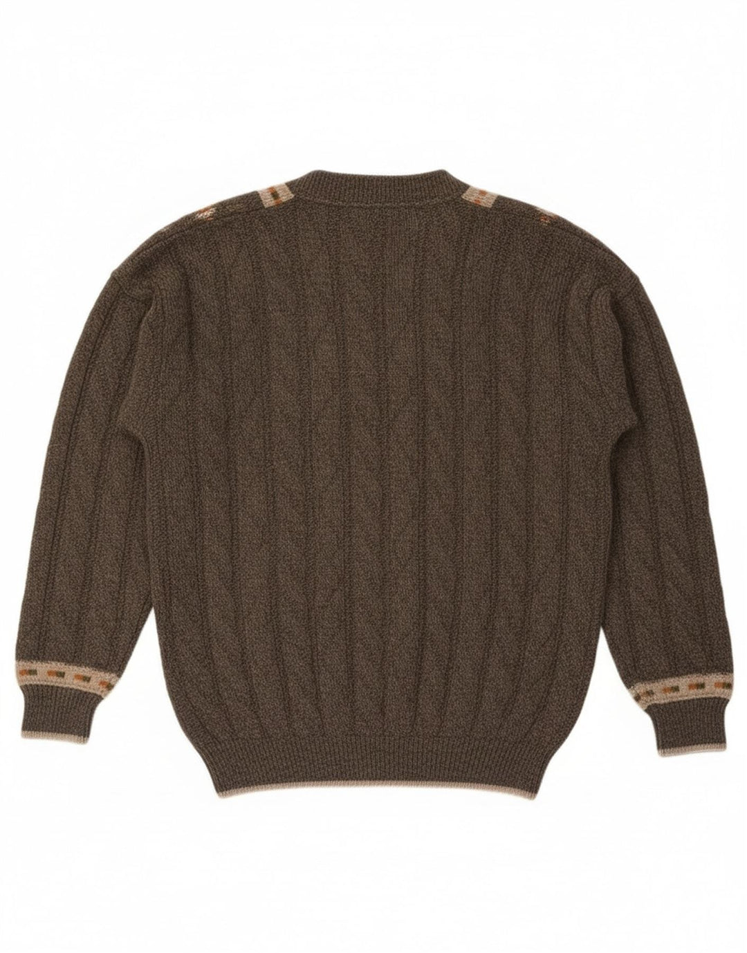 Noba 1950 Pulover cu decolteu în V pentru bărbați IT 52 Lână geometrică mare kaki