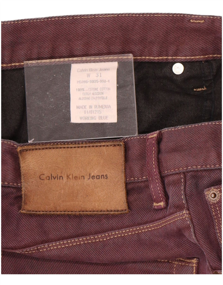 CALVIN KLEIN Mens Straight Jeans W31 L28 Burgundy Cotton