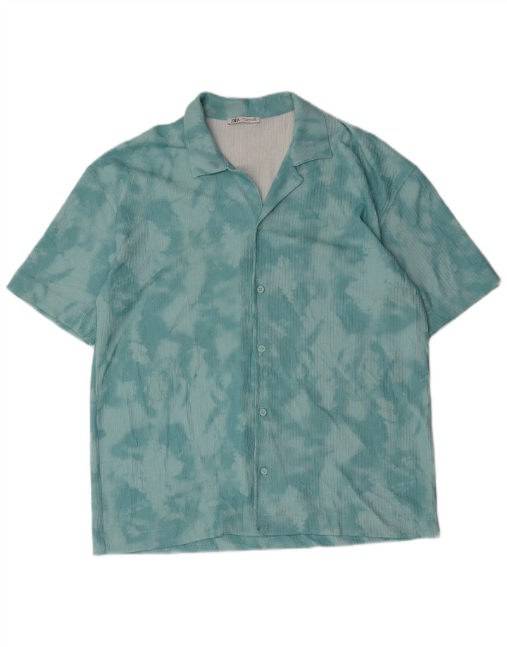 Cămașă cu mânecă scurtă pentru bărbați Zara, albastru mediu Tie Dye