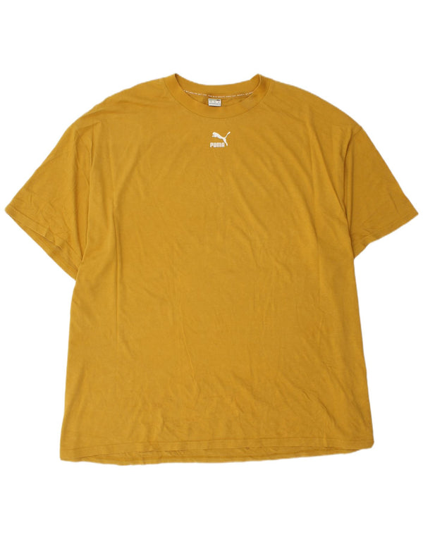 PUMA Mens Loose Fit T-Shirt Top XL Yellow Cotton