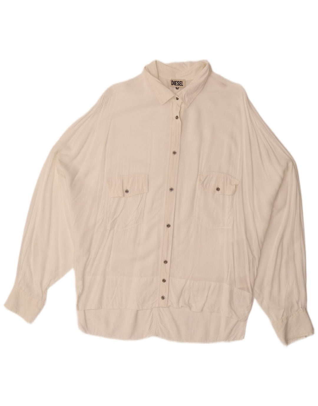 Bluză pentru femei DIESEL cămașă loose fit UK 14 Medium White Rayon