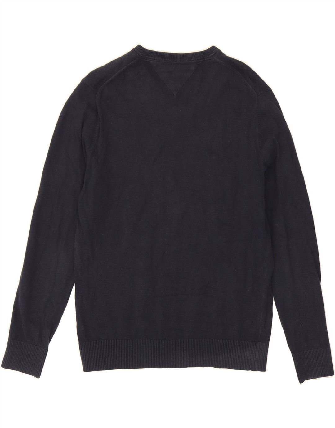 TOMMY HILFIGER Mens V-Neck Jumper Sweater Medium Navy Blue Cotton Vintage Tommy Hilfiger and Second-Hand Tommy Hilfiger from Messina Hembry 