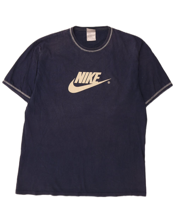 Nike Mens Graphic T-Shirt Top UK 42/44 Large Navy Blue Cotton