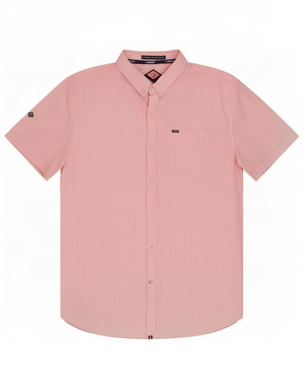 Cămașă cu mânecă scurtă pentru bărbați Superdry 2XL, bumbac cu dungi roz