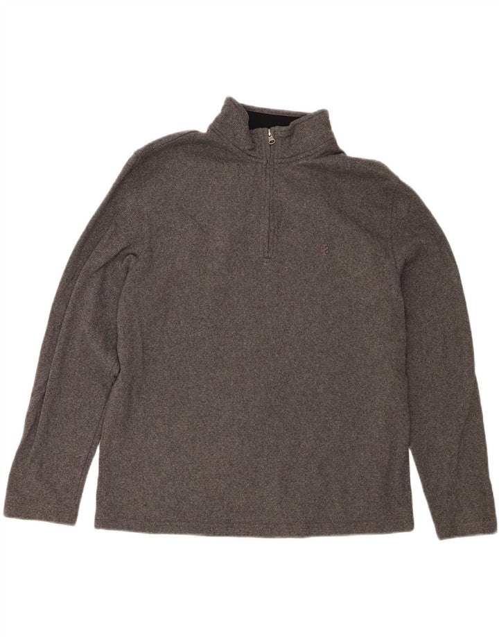 IZOD Mens Zip Neck Sweatshirt Jumper Medium Grey Polyester Vintage Izod and Second-Hand Izod from Messina Hembry 