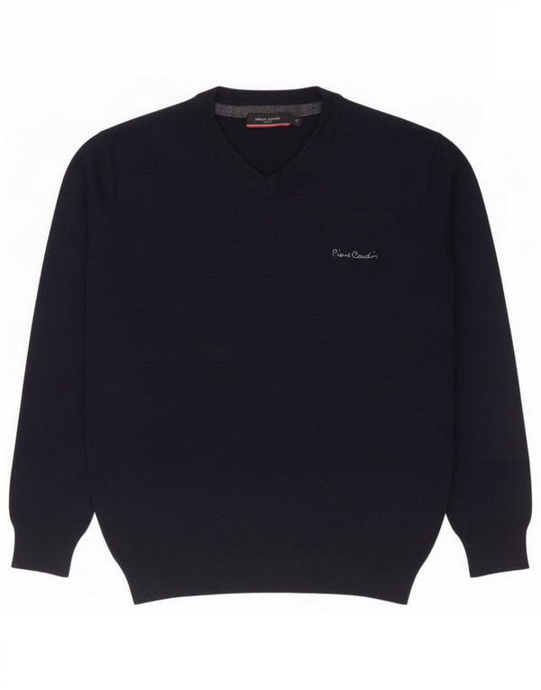 Pulover cu decolteu în V Pierre Cardin pentru femei UK 14 Medium Bleumarin Acrilic