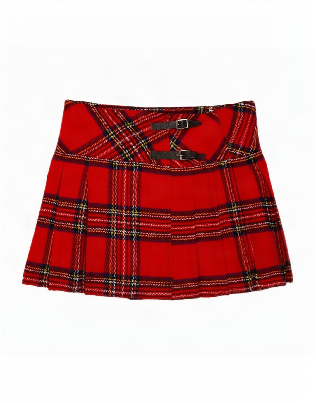 Fusta Mini Wrap Vintage pentru femei EU 36 Small W32 Red Plaid Acrylic