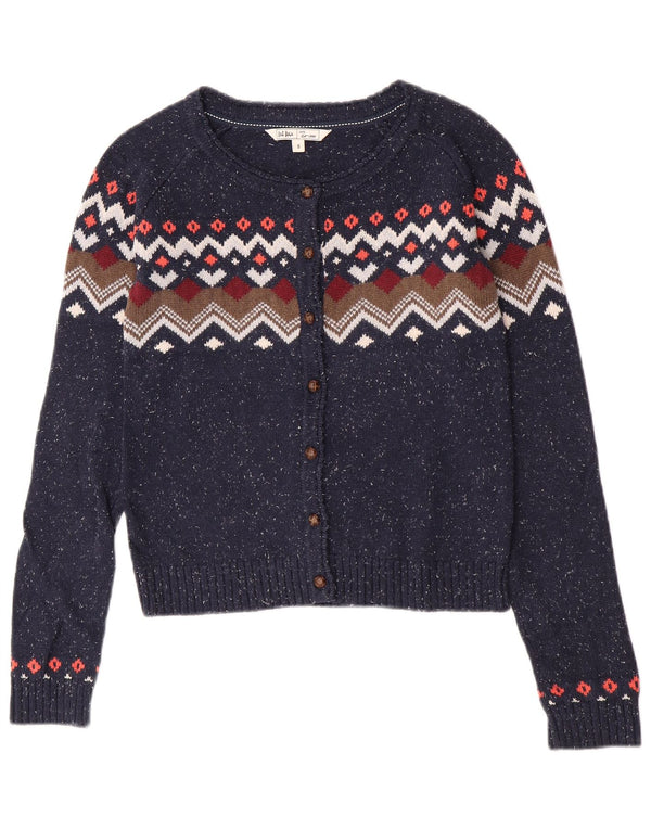 Pulover cardigan pentru femei Fat Face UK 8 Small Bluemarin Fair Isle Bumbac