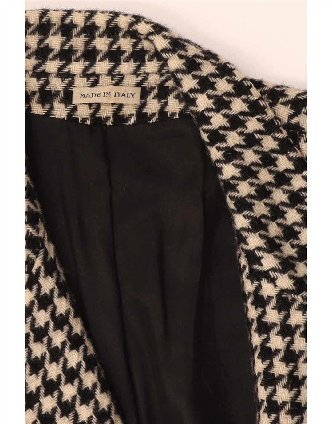 Blazer Vintage pentru femei cu 1 nasture UK 14 Medium Black Houndstooth