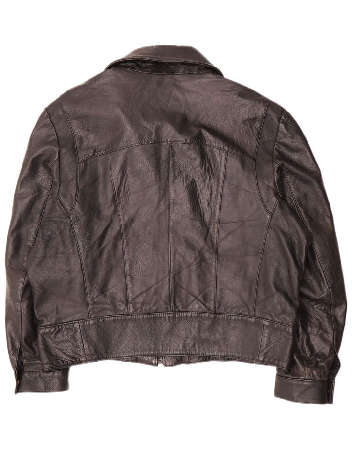 Jachetă de piele supradimensionată pentru femei Vintage IT 50 XL neagră