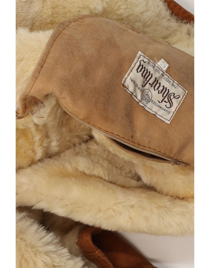 Jachetă vintage pentru bărbați din shearling IT 52 XL maro din shearling
