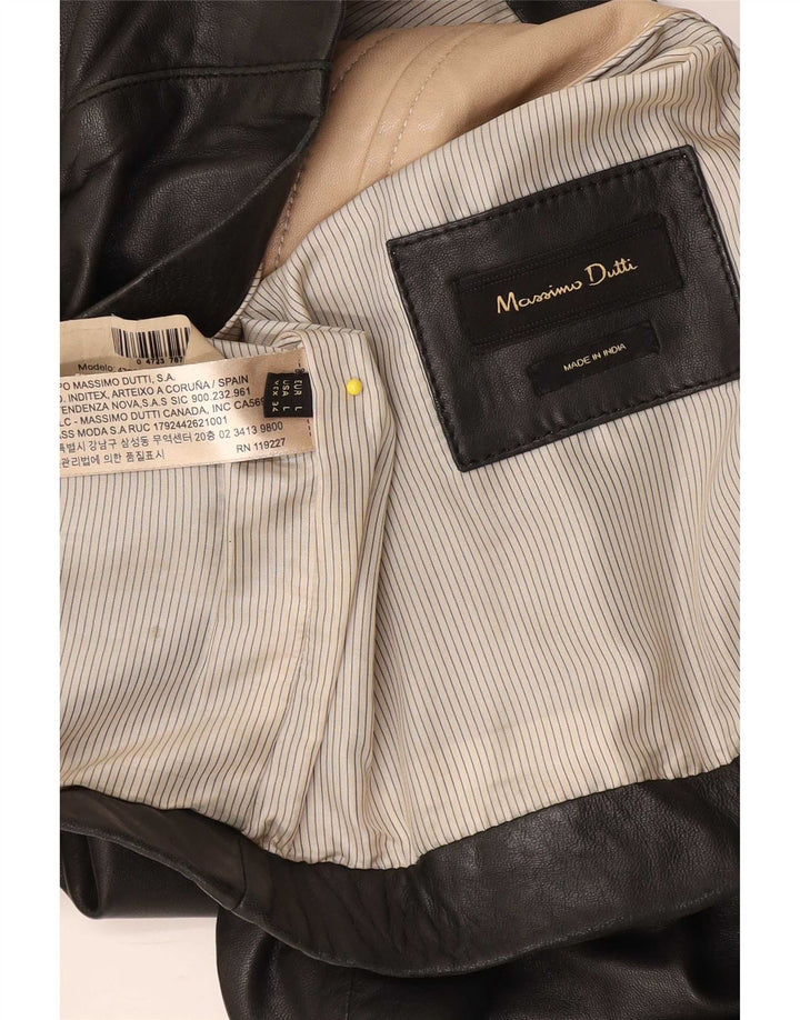 Jachetă de piele Massimo Dutti pentru femei UK 14, mare, neagră