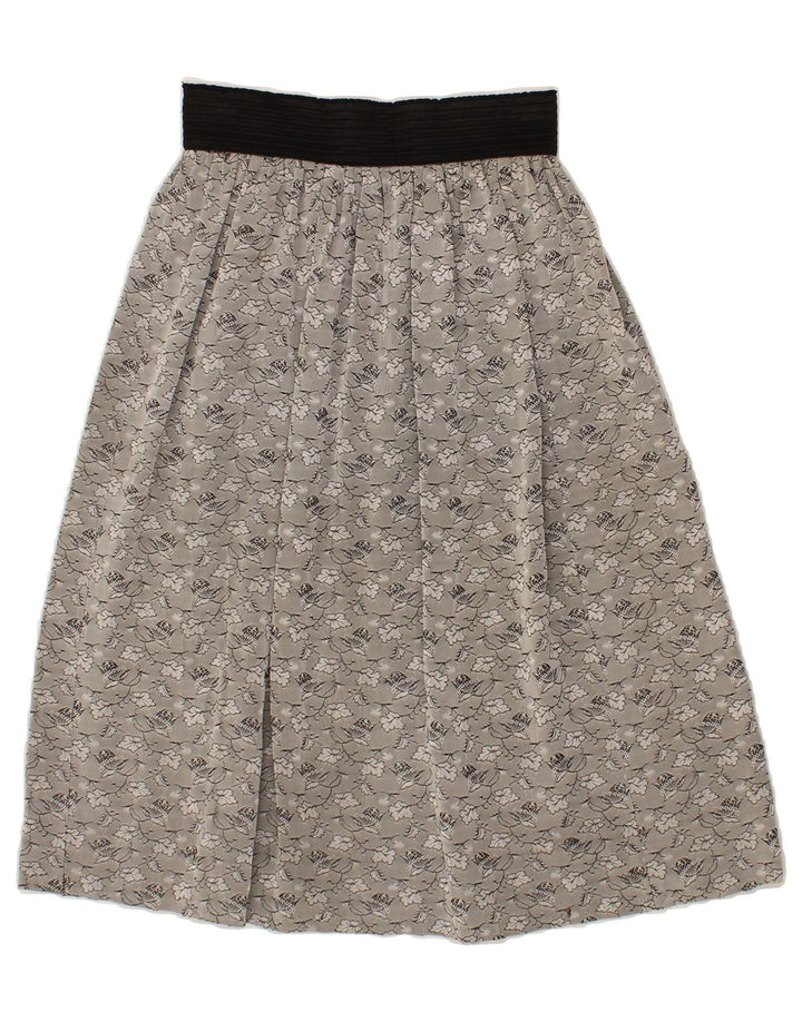 VINTAGE Womens A-Line Skirt W26 Small Grey Floral Vintage Vintage and Second-Hand Vintage from Messina Hembry 