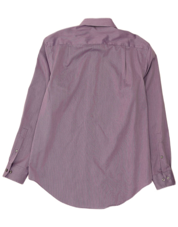 Cămașă pentru bărbați Calvin Klein, slim fit, mărimea 15 1/2, bumbac cu dungi mov mediu.