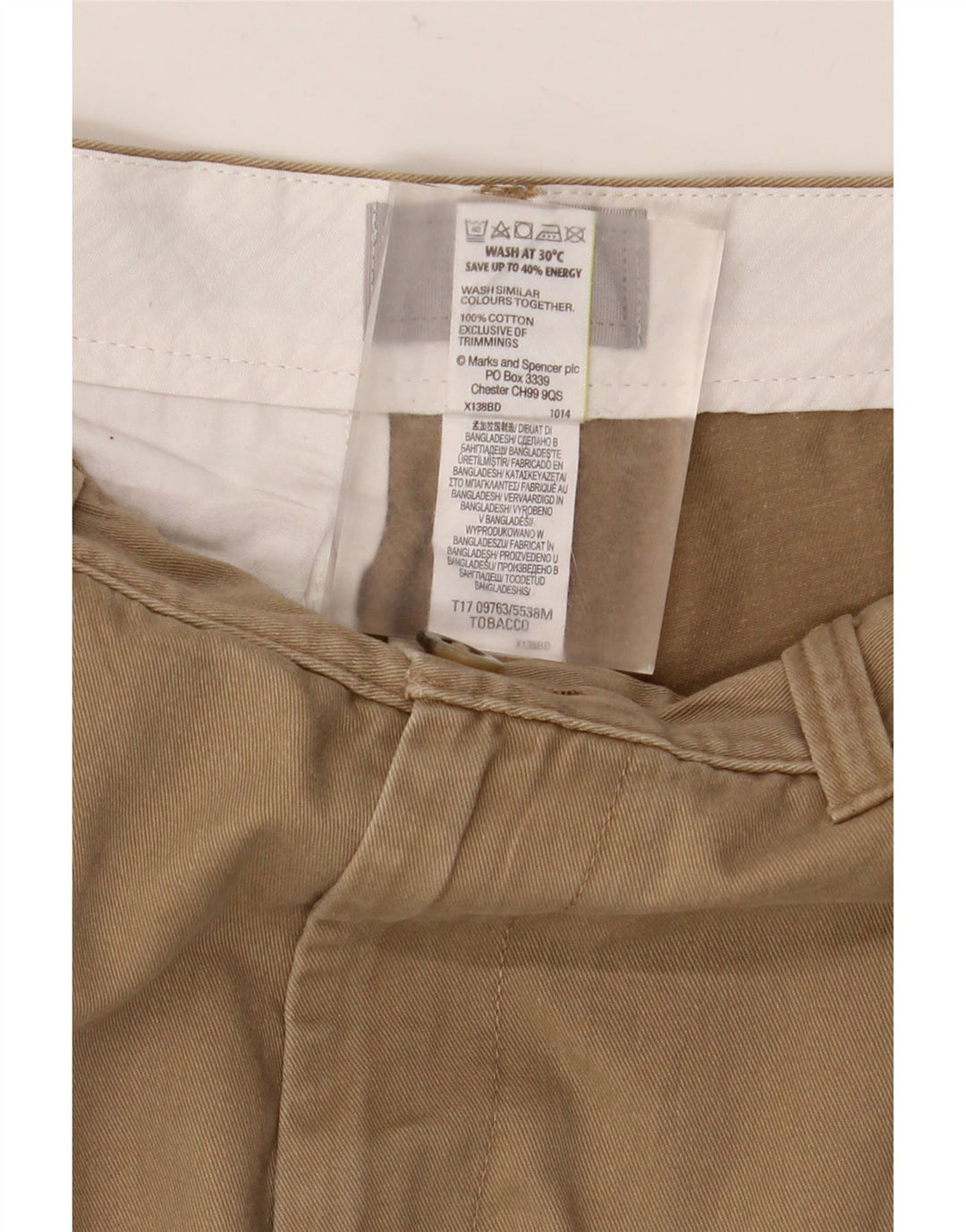 MARKS & SPENCER Pantaloni scurți chino pentru bărbați W32 bumbac maro mediu