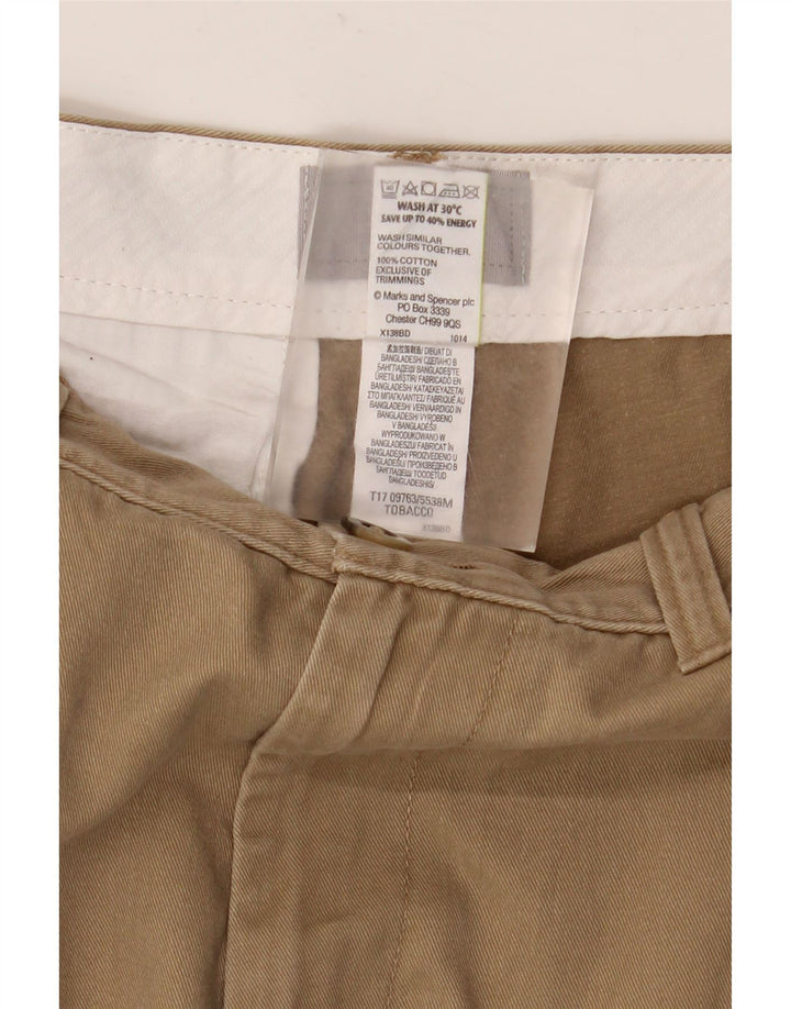 MARKS & SPENCER Pantaloni scurți chino pentru bărbați W32 bumbac maro mediu