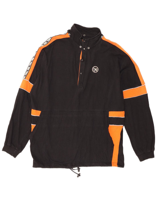 Pulover pentru bărbați Diadora, cu gât cu nasturi, XL, bumbac color bloc negru