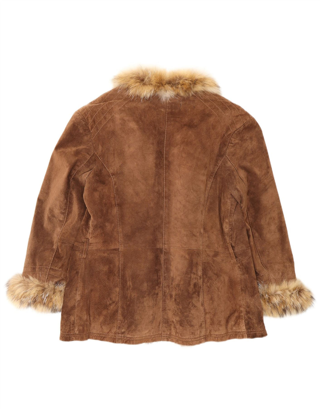 Jachetă de căprioară deschisă pentru femei VINTAGE IT 46 din piele maro mare