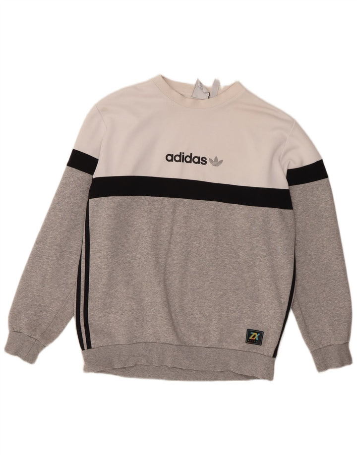 Hanorac cu grafic pentru bărbați Adidas Jumper mare, gri, bumbac color bloc