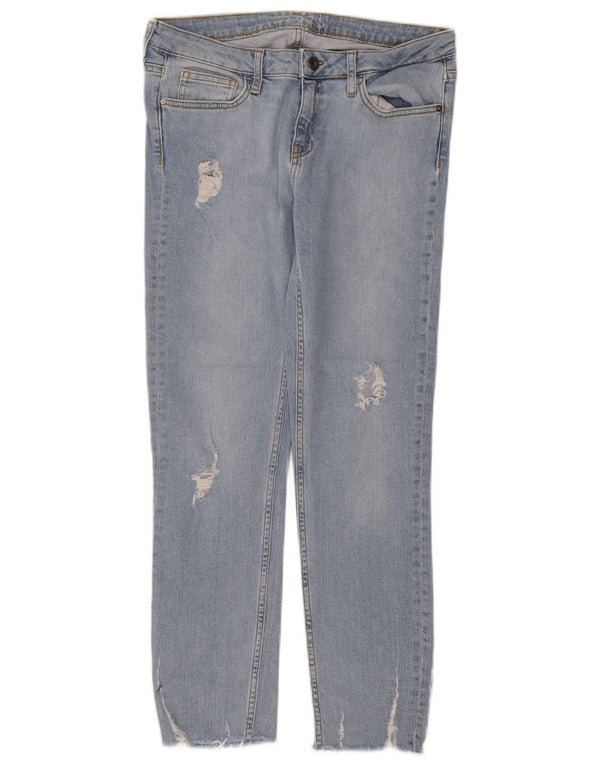 Blugi slim pentru femei Distressed Zara EU 38 Small W28 L26 Albastru